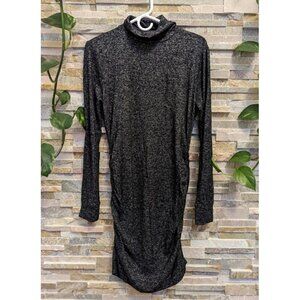 Athleta Malaga Turtleneck Dress Long Sleeve Heathered Black Womens Small